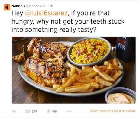 Nando's and Luis Suarez tweet during World Cup 