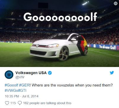 Volkswagen USA Gooooolf tweet World Cup 2014