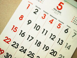 calendar, key dates